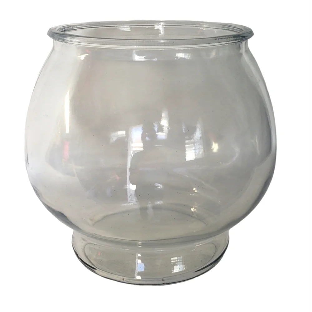 Footed Glass Fish Bowl Aquarium Container For Terrariums And Centerpieces